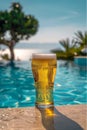 Cocktail glasses at pool, beach side beer Royalty Free Stock Photo