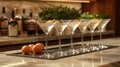 cocktail glassware display, a stylish display of martini glasses on a tray, epitomizing the timeless elegance and