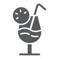 Cocktail glyph icon, alcohol and beverage, drink sign, vector graphics, a solid pattern on a white background. Royalty Free Stock Photo