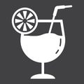 Cocktail glyph icon, food and drink, alcohol sign Royalty Free Stock Photo