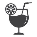Cocktail glyph icon, food and drink, alcohol sign Royalty Free Stock Photo