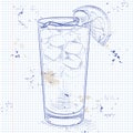 Cocktail Harvey Wallbanger on a notebook page Royalty Free Stock Photo