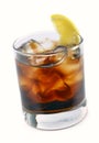 Cocktail with ice cola whiskey