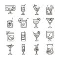 Cocktail icon drink liquor refreshing alcohol glass cups celebration event party icons set Royalty Free Stock Photo