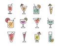 Cocktail icon drink liquor refreshing alcohol glass cups menu bar icons set Royalty Free Stock Photo