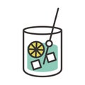 Cocktail icon fresh cold glass cup with mixer drink alcohol line and fill design