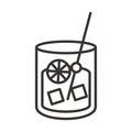 Cocktail icon fresh cold glass cup with mixer drink alcohol line style design