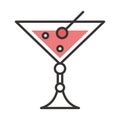 Cocktail icon fresh juicy drink liquor alcohol line and fill design