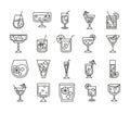 Cocktail icon liquor refreshing alcohol glass cups iced drinks icons set Royalty Free Stock Photo