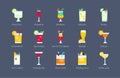 Cocktail icon set 5, Alcoholic mixed drink vector