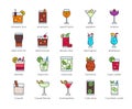 Cocktail icon set,  Alcoholic mixed drink vector Royalty Free Stock Photo