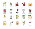 Cocktail icon set 4, Alcoholic mixed drink vector