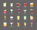 Cocktail icon set 4, Alcoholic mixed drink vector