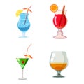 Cocktail icon set, cartoon style Royalty Free Stock Photo