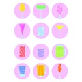 Cocktail icon set. Isolated icons of alcohol drink in flat design. Colorful cocktails icon. Drink alcohol glasses collection Royalty Free Stock Photo