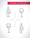 Alcohol cocktails and drink icon vector set