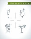 Drinks and Cocktails Vector outline icons