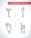 Vector outline icons fresh Drinks and Cocktails