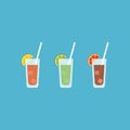 Cocktail Icon Set. Vector illustration on blue background Royalty Free Stock Photo