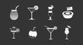 Cocktail icon set grey vector Royalty Free Stock Photo