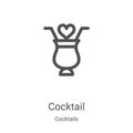 cocktail icon vector from cocktails collection. Thin line cocktail outline icon vector illustration. Linear symbol for use on web