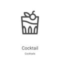 cocktail icon vector from cocktails collection. Thin line cocktail outline icon vector illustration. Linear symbol for use on web