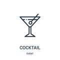 cocktail icon vector from event collection. Thin line cocktail outline icon vector illustration