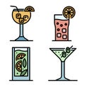 Cocktail icons vector flat