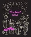 Cocktail illustration, vector hand drawn alcohol drinks Royalty Free Stock Photo