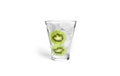 Cocktail isolated on a white background. Ice with kiwi fruit in glass isolated. Royalty Free Stock Photo