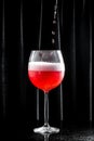 Cocktail Kir royal with champagne in glass with bubbles. drink, holidays party concept Royalty Free Stock Photo