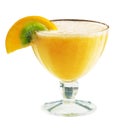Cocktail with kiwi and orange over white background. Royalty Free Stock Photo