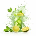 Refreshing Green Lemon Iced Drink With Lime And Mint Royalty Free Stock Photo
