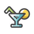 Cocktail with lemon Vector icon Cartoon illustration