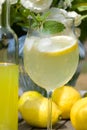 Cocktail with lemons and limoncello