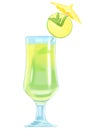 cocktail with lime, mint garnished with an umbrella