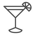 Cocktail line icon, drinks concept, Martini cocktail sign on white background, Cocktail glass with lemon icon in outline