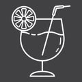 Cocktail line icon, food and drink, alcohol sign Royalty Free Stock Photo