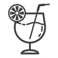 Cocktail line icon, food and drink, alcohol sign Royalty Free Stock Photo