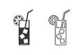 Cocktail line icon set on flat style. Vector