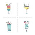 Cocktail line icons set Royalty Free Stock Photo