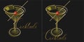 cocktail logo for the menu or wine list of a restaurant or bar