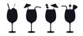 Cocktail longdrink glass vector icons