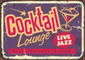 Cocktail lounge live jazz vintage colorful sign Royalty Free Stock Photo