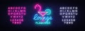 Cocktail lounge neon sign vector. Flamingo concept Design template neon sign, summer light banner, neon signboard