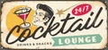 Cocktail lounge retro metal decorative sign board