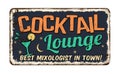 Cocktail lounge vintage rusty metal sign