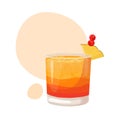 Summer orange cocktail mai tai with pineapple and cherry vector, illustration Royalty Free Stock Photo