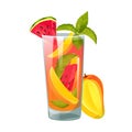 Cocktail with mango, watermelon and mint.A summer refreshing drink.