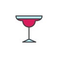 Cocktail margarita glass filled outline icon Royalty Free Stock Photo